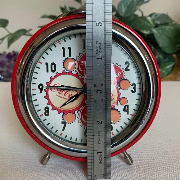 Vintage 90s Coca Cola Alarm Clock Red Silver Metal Coke Soda Pop Quartz Clock - Picture 11 of 13
